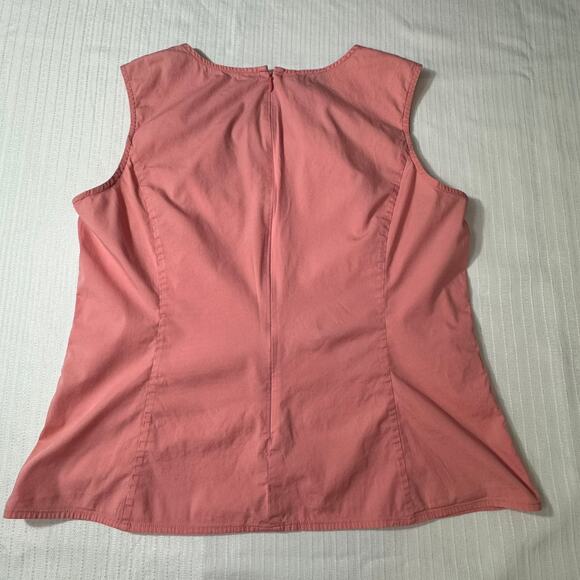 TALBOTS Petites Zip Back Top P10 Sleeveless Salmon Pink Classic Preppy Chic - Picture 2 of 6